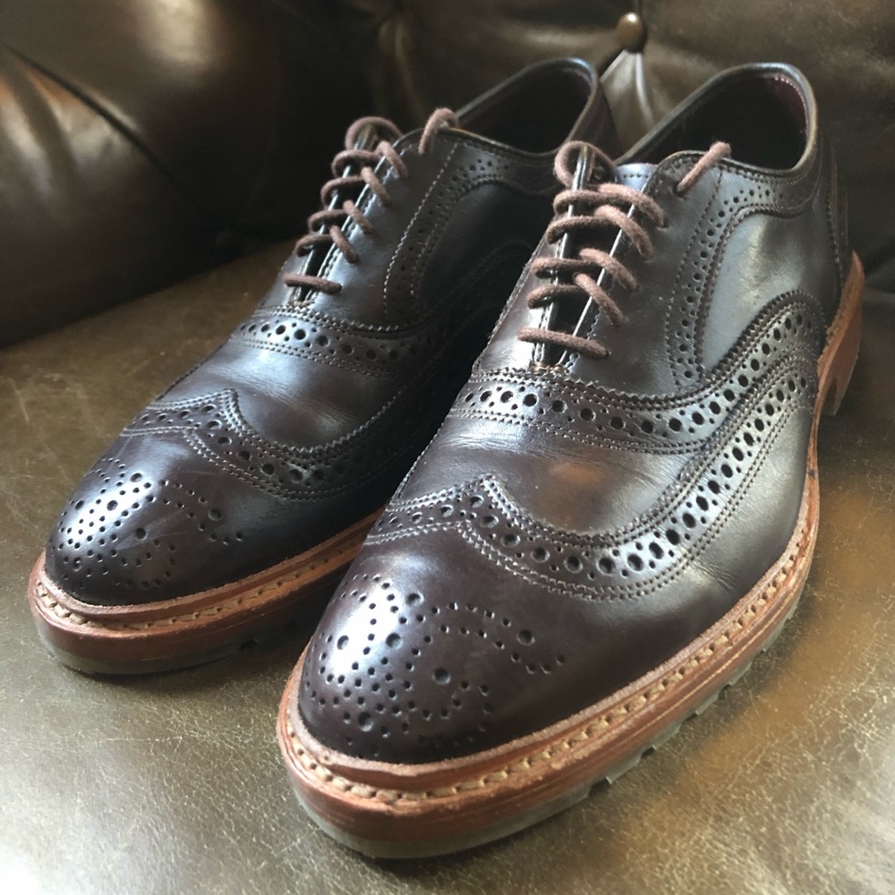 Allen Edmonds McTavish Men's Brogue Oxford Wingtip 7D Chestnut Brown Lug Soles